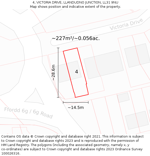 4, VICTORIA DRIVE, LLANDUDNO JUNCTION, LL31 9NU: Plot and title map