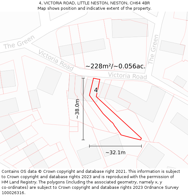 4, VICTORIA ROAD, LITTLE NESTON, NESTON, CH64 4BR: Plot and title map