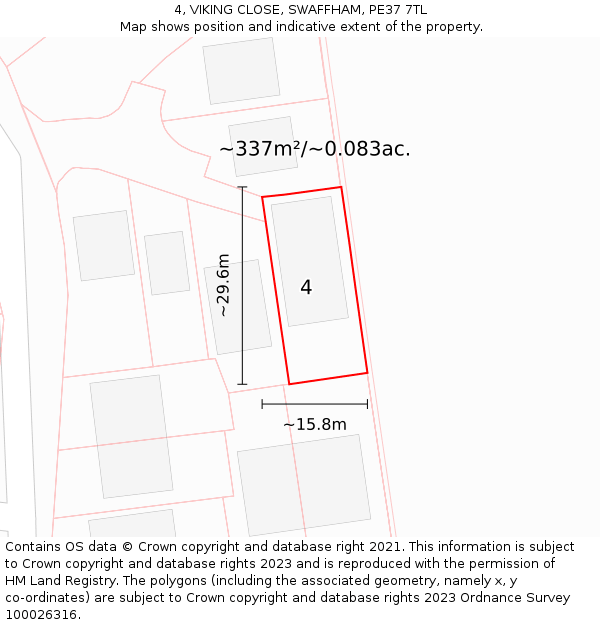4, VIKING CLOSE, SWAFFHAM, PE37 7TL: Plot and title map