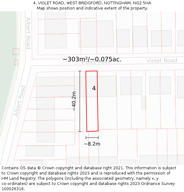 4, VIOLET ROAD, WEST BRIDGFORD, NOTTINGHAM, NG2 5HA: Plot and title map