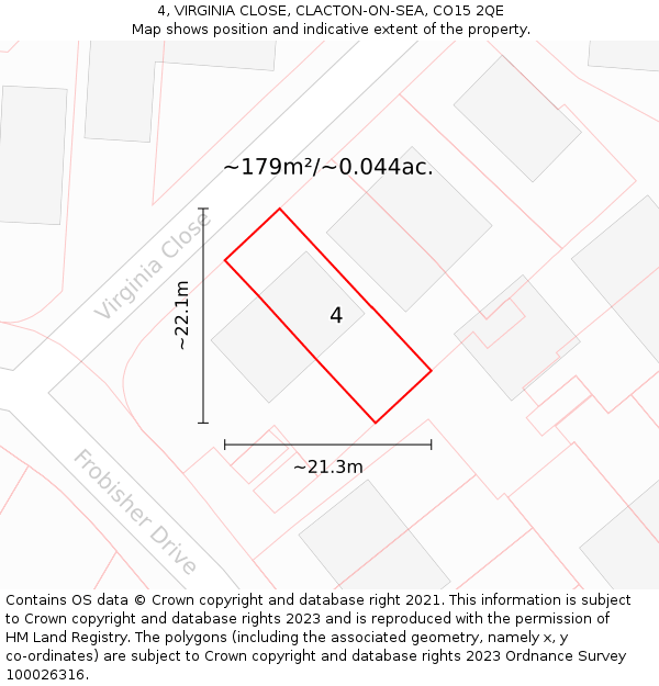 4, VIRGINIA CLOSE, CLACTON-ON-SEA, CO15 2QE: Plot and title map