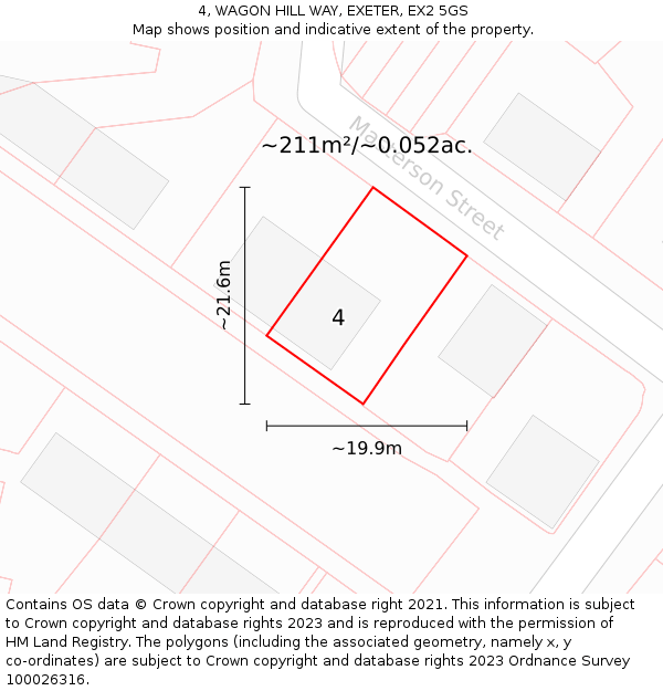 4, WAGON HILL WAY, EXETER, EX2 5GS: Plot and title map