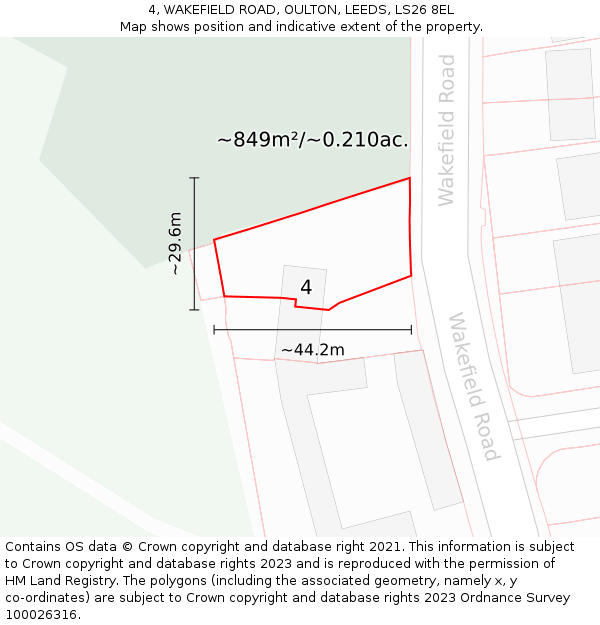 4, WAKEFIELD ROAD, OULTON, LEEDS, LS26 8EL: Plot and title map