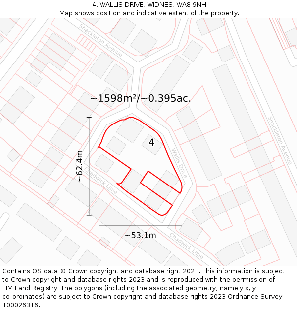 4, WALLIS DRIVE, WIDNES, WA8 9NH: Plot and title map