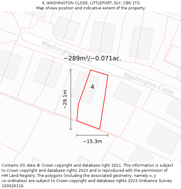 4, WASHINGTON CLOSE, LITTLEPORT, ELY, CB6 1TG: Plot and title map