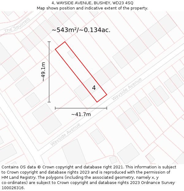 4, WAYSIDE AVENUE, BUSHEY, WD23 4SQ: Plot and title map