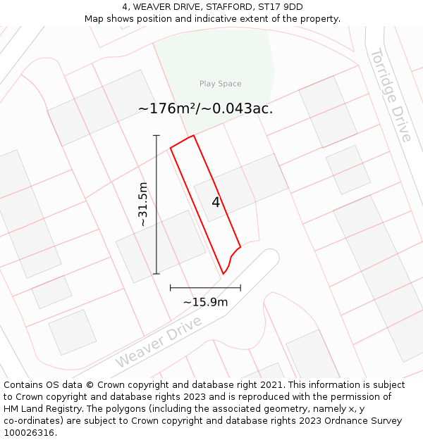 4, WEAVER DRIVE, STAFFORD, ST17 9DD: Plot and title map