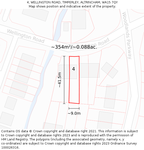 4, WELLINGTON ROAD, TIMPERLEY, ALTRINCHAM, WA15 7QY: Plot and title map