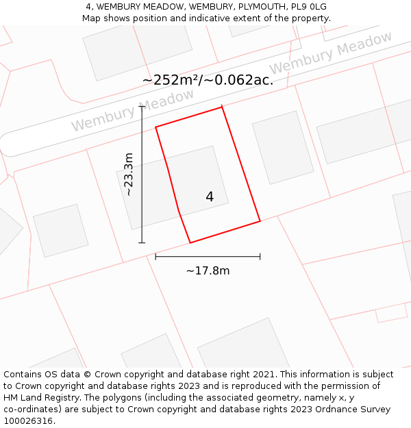 4, WEMBURY MEADOW, WEMBURY, PLYMOUTH, PL9 0LG: Plot and title map