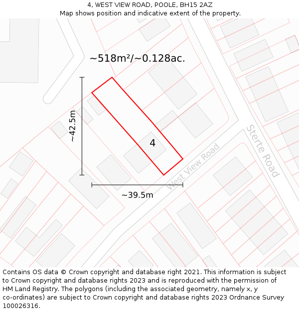 4, WEST VIEW ROAD, POOLE, BH15 2AZ: Plot and title map