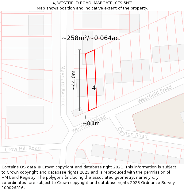 4, WESTFIELD ROAD, MARGATE, CT9 5NZ: Plot and title map