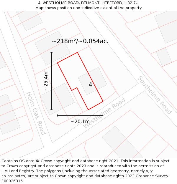 4, WESTHOLME ROAD, BELMONT, HEREFORD, HR2 7UJ: Plot and title map