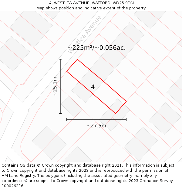 4, WESTLEA AVENUE, WATFORD, WD25 9DN: Plot and title map