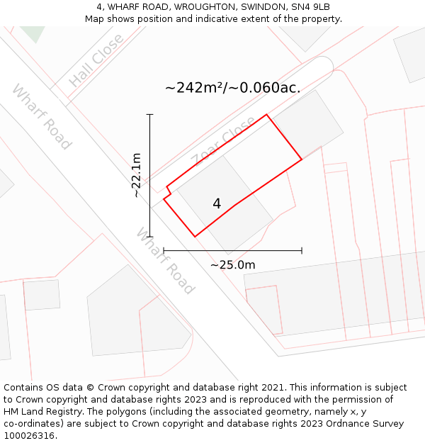 4, WHARF ROAD, WROUGHTON, SWINDON, SN4 9LB: Plot and title map