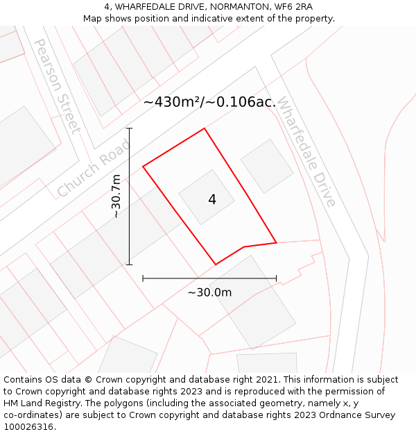 4, WHARFEDALE DRIVE, NORMANTON, WF6 2RA: Plot and title map