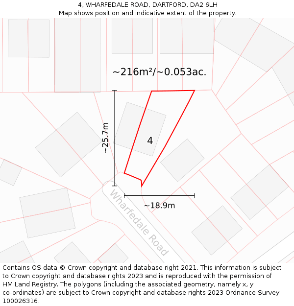 4, WHARFEDALE ROAD, DARTFORD, DA2 6LH: Plot and title map