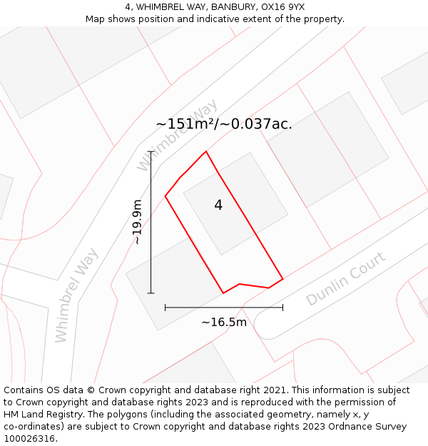 4, WHIMBREL WAY, BANBURY, OX16 9YX: Plot and title map