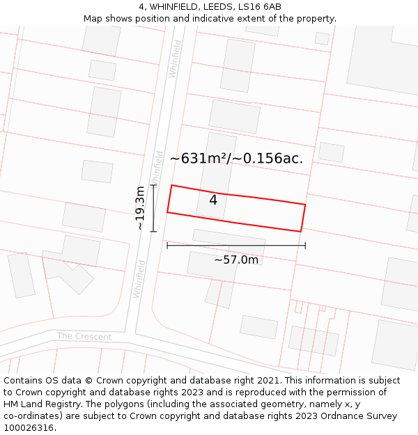 4, WHINFIELD, LEEDS, LS16 6AB: Plot and title map