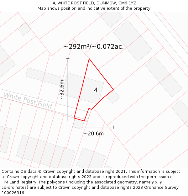4, WHITE POST FIELD, DUNMOW, CM6 1YZ: Plot and title map