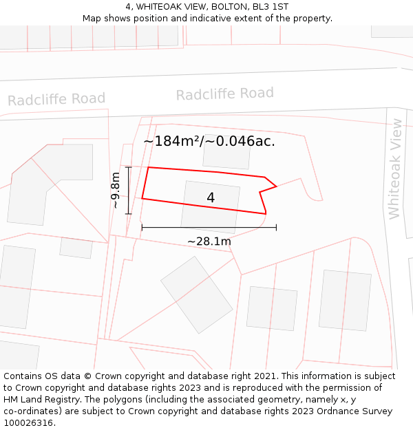 4, WHITEOAK VIEW, BOLTON, BL3 1ST: Plot and title map