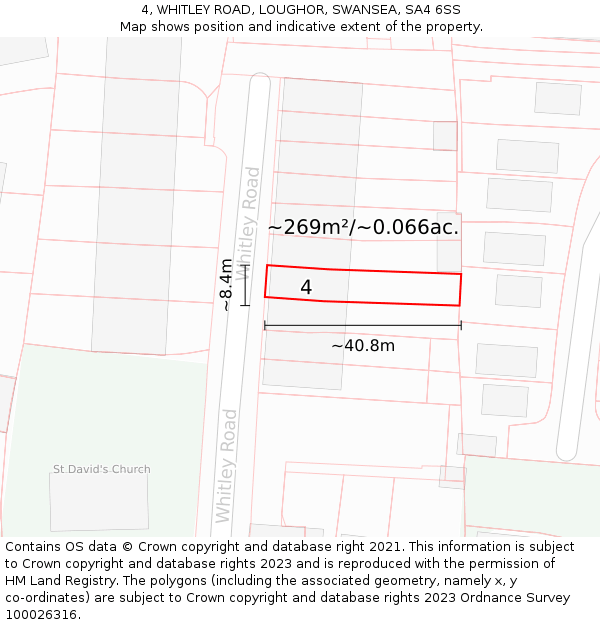 4, WHITLEY ROAD, LOUGHOR, SWANSEA, SA4 6SS: Plot and title map