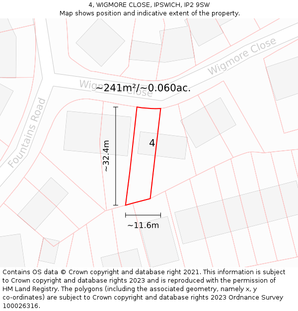 4, WIGMORE CLOSE, IPSWICH, IP2 9SW: Plot and title map