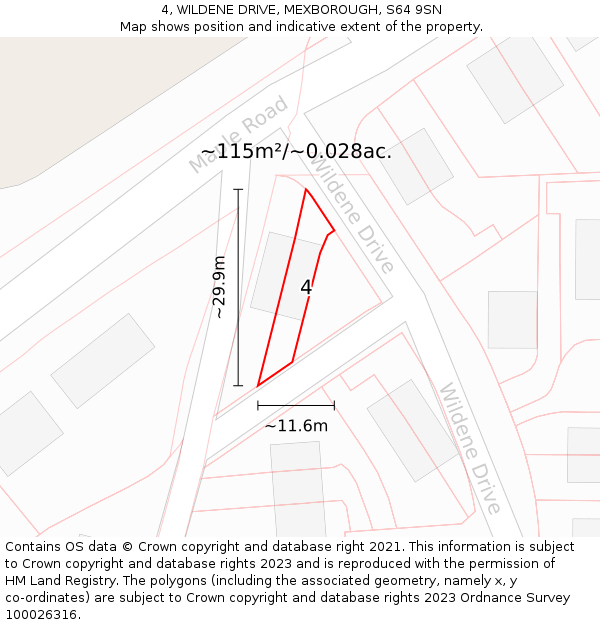 4, WILDENE DRIVE, MEXBOROUGH, S64 9SN: Plot and title map
