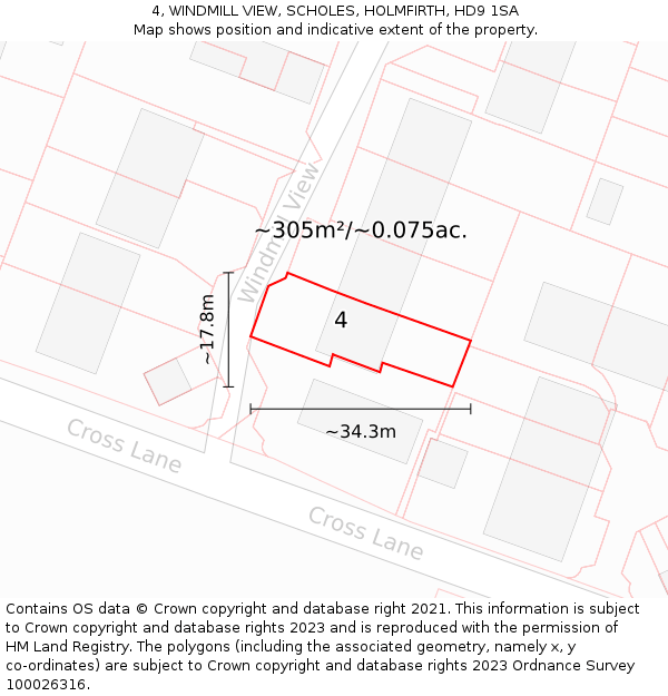 4, WINDMILL VIEW, SCHOLES, HOLMFIRTH, HD9 1SA: Plot and title map