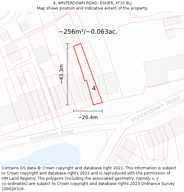 4, WINTERDOWN ROAD, ESHER, KT10 8LJ: Plot and title map