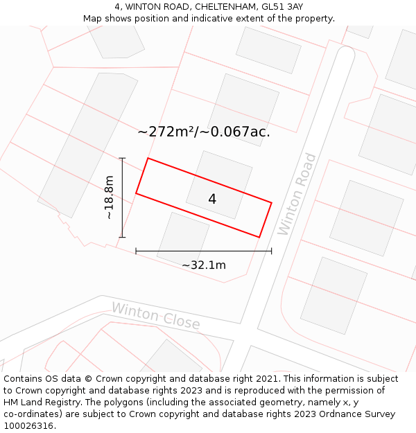 4, WINTON ROAD, CHELTENHAM, GL51 3AY: Plot and title map