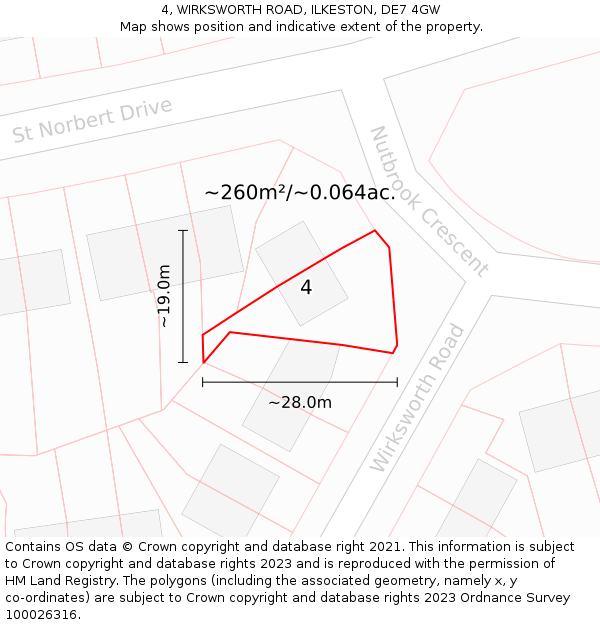 4, WIRKSWORTH ROAD, ILKESTON, DE7 4GW: Plot and title map