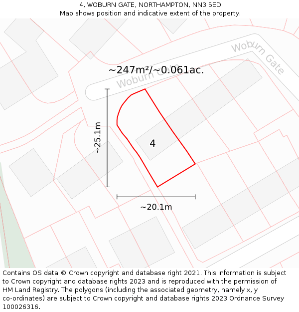 4, WOBURN GATE, NORTHAMPTON, NN3 5ED: Plot and title map