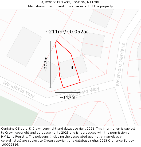 4, WOODFIELD WAY, LONDON, N11 2PH: Plot and title map
