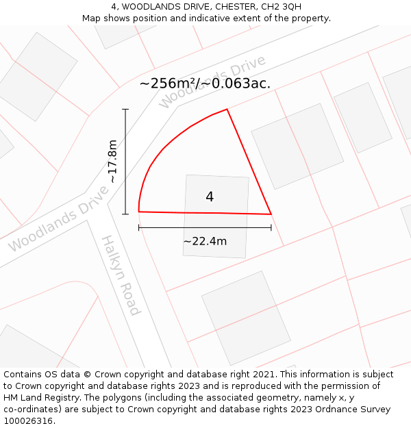 4, WOODLANDS DRIVE, CHESTER, CH2 3QH: Plot and title map
