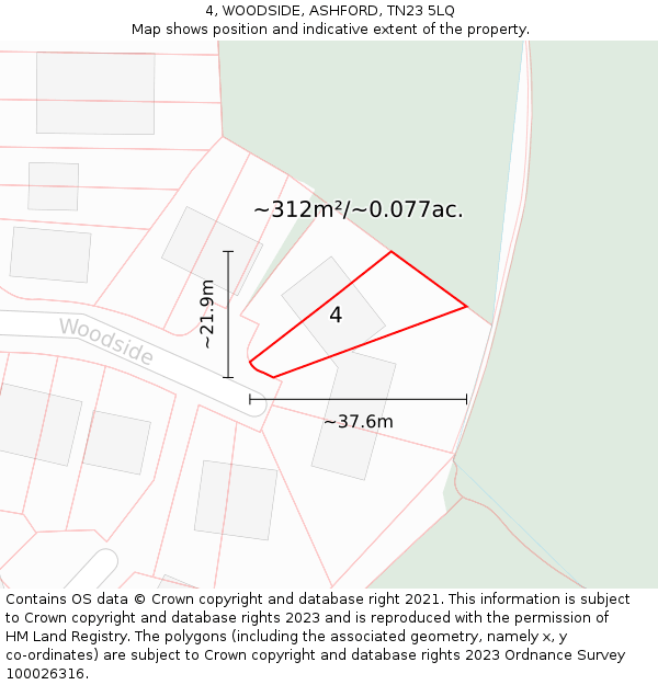 4, WOODSIDE, ASHFORD, TN23 5LQ: Plot and title map