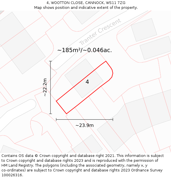 4, WOOTTON CLOSE, CANNOCK, WS11 7ZG: Plot and title map