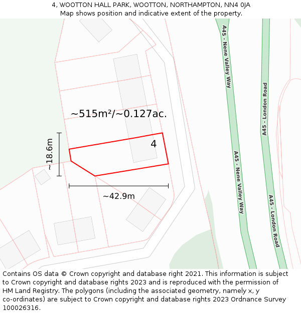 4, WOOTTON HALL PARK, WOOTTON, NORTHAMPTON, NN4 0JA: Plot and title map