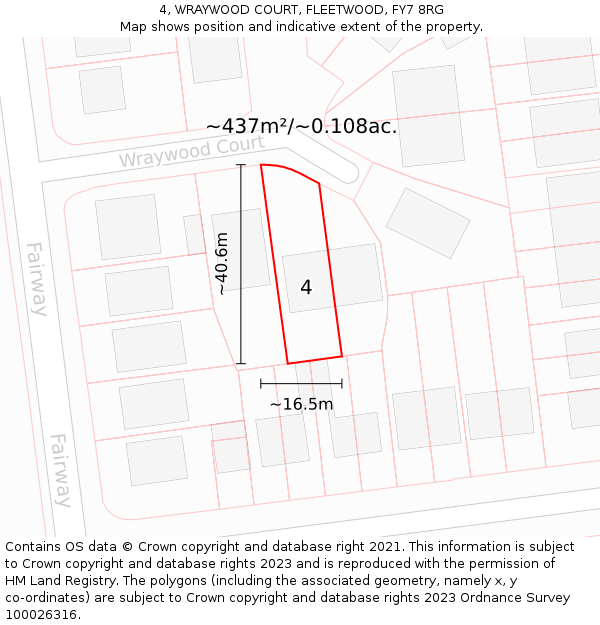 4, WRAYWOOD COURT, FLEETWOOD, FY7 8RG: Plot and title map