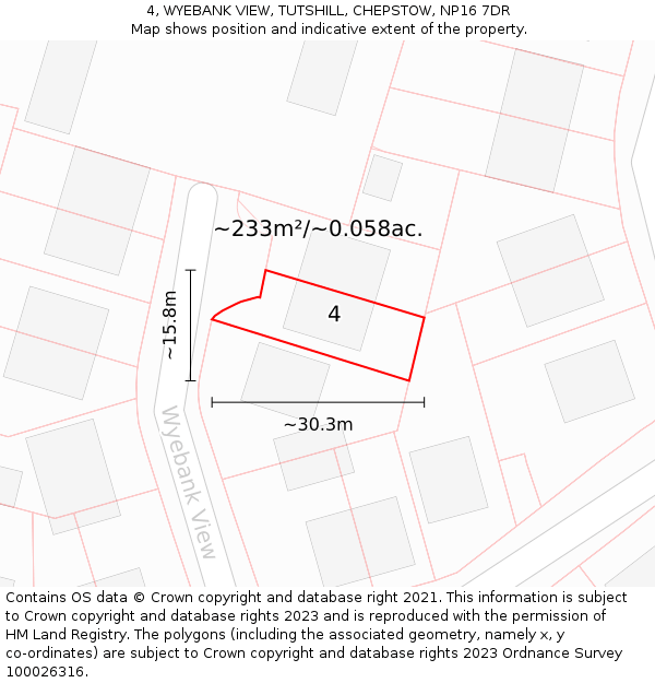 4, WYEBANK VIEW, TUTSHILL, CHEPSTOW, NP16 7DR: Plot and title map