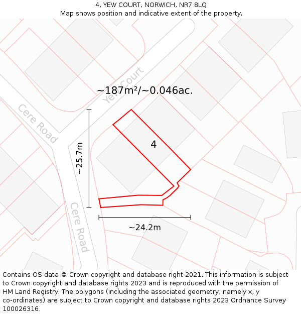 4, YEW COURT, NORWICH, NR7 8LQ: Plot and title map