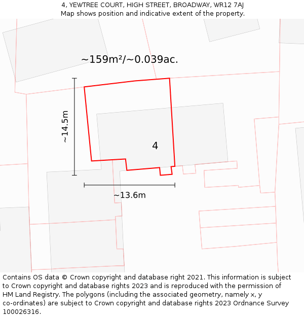 4, YEWTREE COURT, HIGH STREET, BROADWAY, WR12 7AJ: Plot and title map