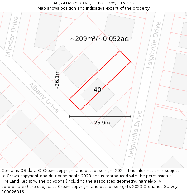 40, ALBANY DRIVE, HERNE BAY, CT6 8PU: Plot and title map