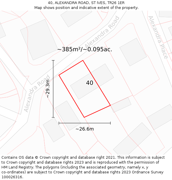 40, ALEXANDRA ROAD, ST IVES, TR26 1ER: Plot and title map