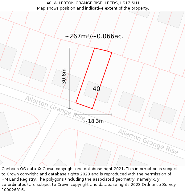 40, ALLERTON GRANGE RISE, LEEDS, LS17 6LH: Plot and title map