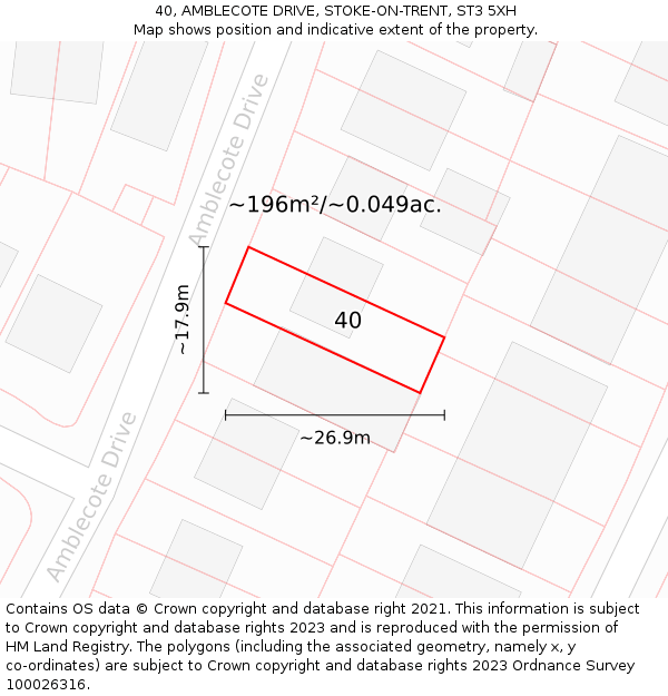 40, AMBLECOTE DRIVE, STOKE-ON-TRENT, ST3 5XH: Plot and title map