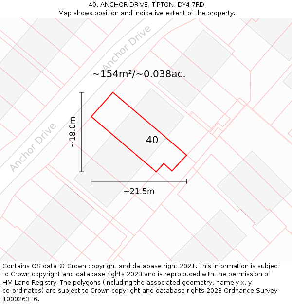 40, ANCHOR DRIVE, TIPTON, DY4 7RD: Plot and title map