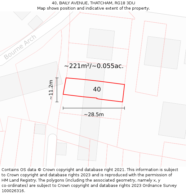40, BAILY AVENUE, THATCHAM, RG18 3DU: Plot and title map