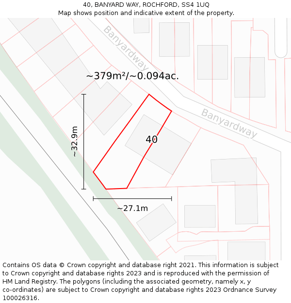 40, BANYARD WAY, ROCHFORD, SS4 1UQ: Plot and title map