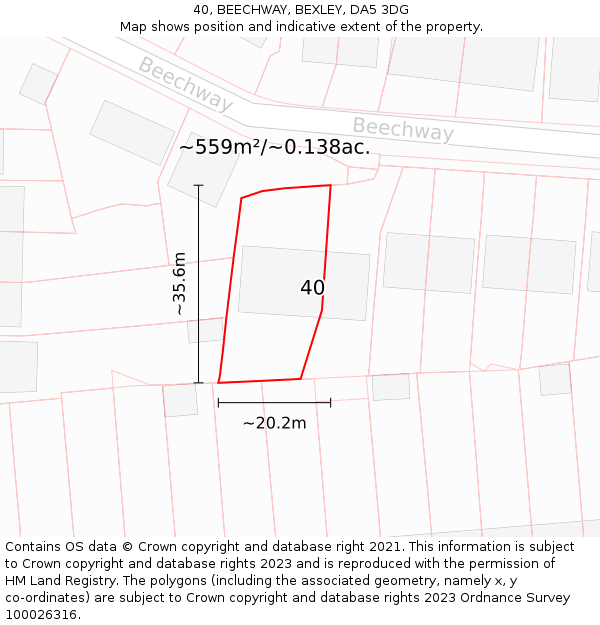 40, BEECHWAY, BEXLEY, DA5 3DG: Plot and title map