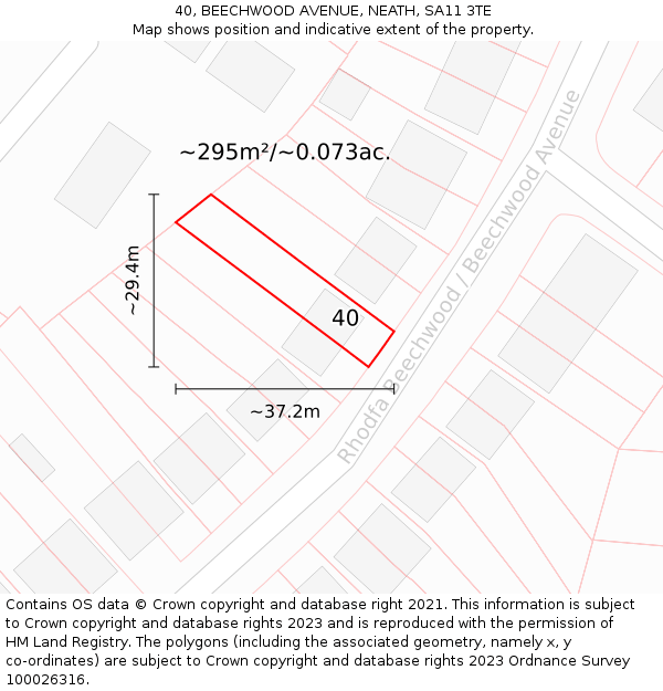 40, BEECHWOOD AVENUE, NEATH, SA11 3TE: Plot and title map